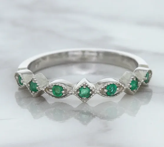 0.21ctw Emerald Alternating Marquise Ring in 14K White Gold