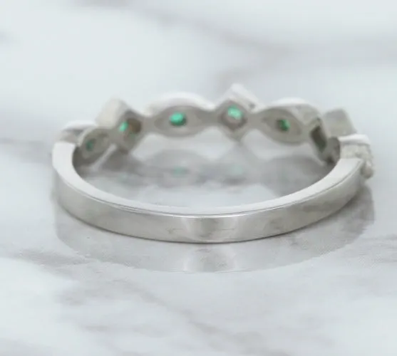 0.21ctw Emerald Alternating Marquise Ring in 14K White Gold