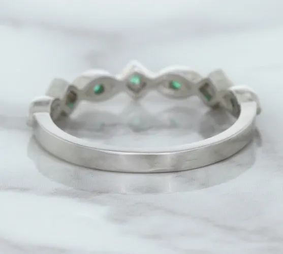 0.21ctw Emerald Alternating Marquise Ring in 14K White Gold