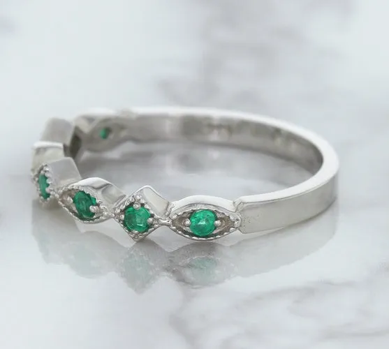 0.21ctw Emerald Alternating Marquise Ring in 14K White Gold