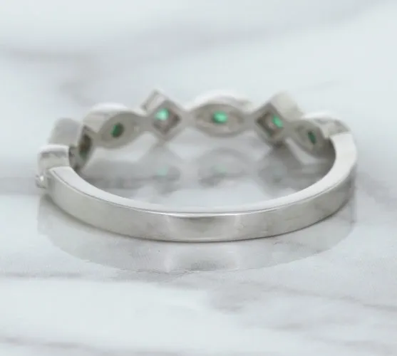 0.21ctw Emerald Alternating Marquise Ring in 14K White Gold
