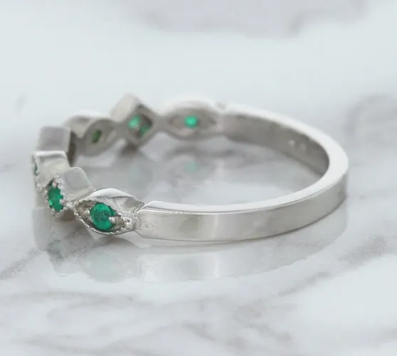 0.21ctw Emerald Alternating Marquise Ring in 14K White Gold