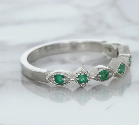 0.21ctw Emerald Alternating Marquise Ring in 14K White Gold