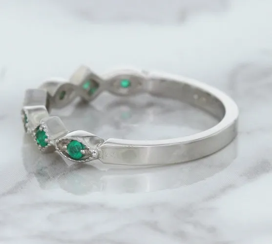 0.21ctw Emerald Alternating Marquise Ring in 14K White Gold
