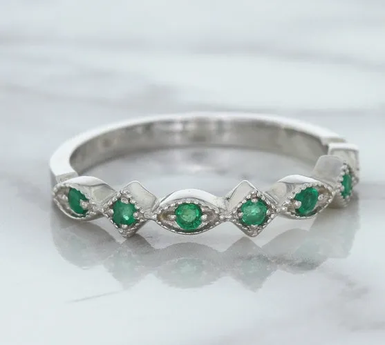 0.21ctw Emerald Alternating Marquise Ring in 14K White Gold