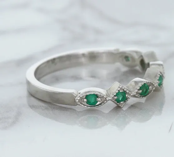 0.21ctw Emerald Alternating Marquise Ring in 14K White Gold
