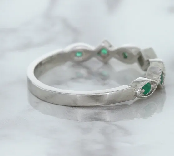 0.21ctw Emerald Alternating Marquise Ring in 14K White Gold
