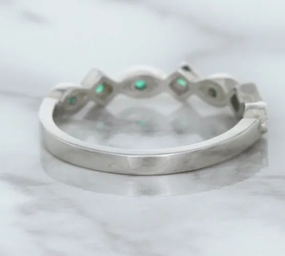 0.21ctw Emerald Alternating Marquise Ring in 14K White Gold