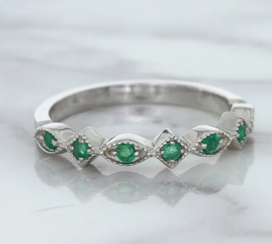 0.21ctw Emerald Alternating Marquise Ring in 14K White Gold