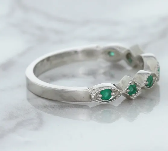 0.21ctw Emerald Alternating Marquise Ring in 14K White Gold