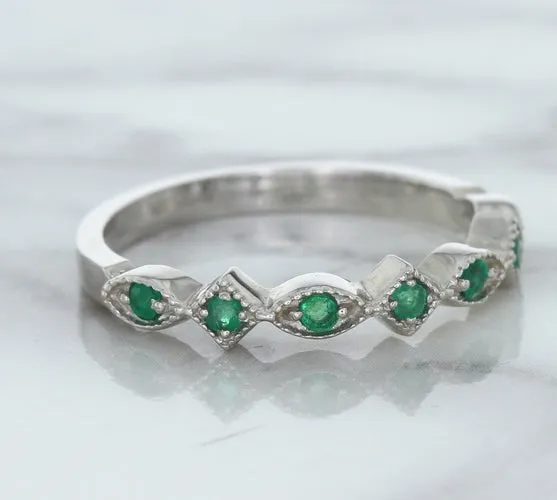 0.21ctw Emerald Alternating Marquise Ring in 14K White Gold