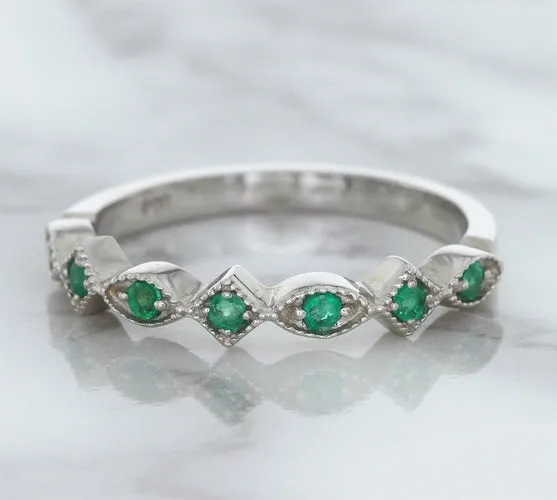 0.21ctw Emerald Alternating Marquise Ring in 14K White Gold