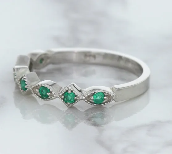 0.21ctw Emerald Alternating Marquise Ring in 14K White Gold