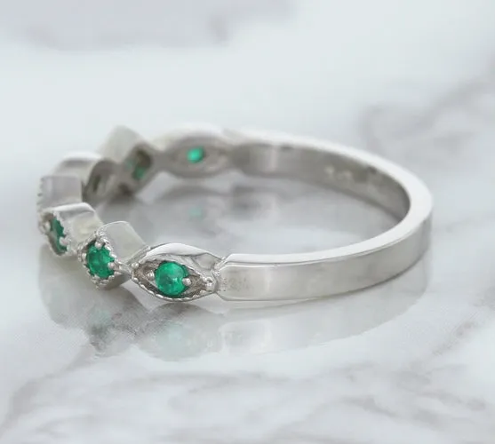 0.21ctw Emerald Alternating Marquise Ring in 14K White Gold