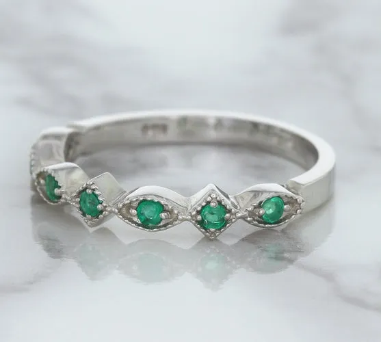 0.21ctw Emerald Alternating Marquise Ring in 14K White Gold