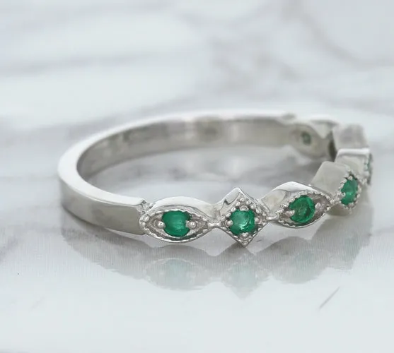 0.21ctw Emerald Alternating Marquise Ring in 14K White Gold