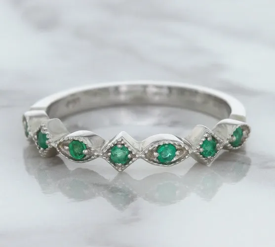 0.21ctw Emerald Alternating Marquise Ring in 14K White Gold