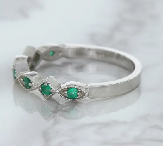 0.21ctw Emerald Alternating Marquise Ring in 14K White Gold