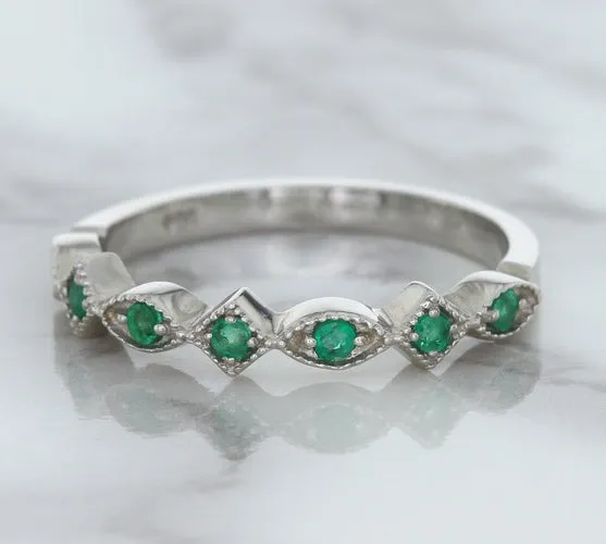 0.21ctw Emerald Alternating Marquise Ring in 14K White Gold