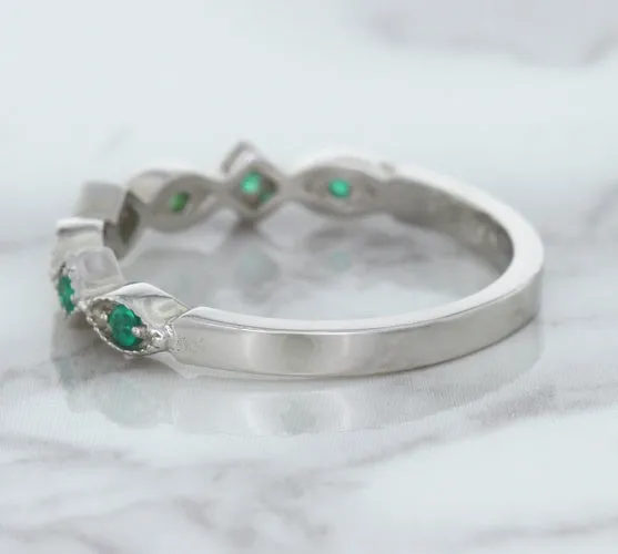 0.21ctw Emerald Alternating Marquise Ring in 14K White Gold