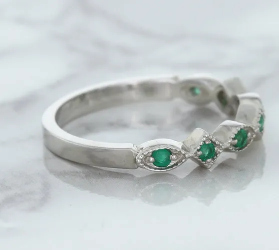 0.21ctw Emerald Alternating Marquise Ring in 14K White Gold