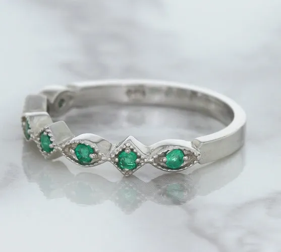 0.21ctw Emerald Alternating Marquise Ring in 14K White Gold