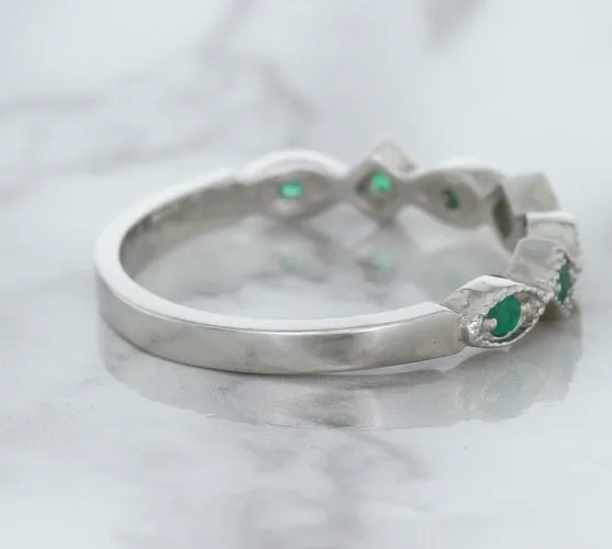 0.21ctw Emerald Alternating Marquise Ring in 14K White Gold