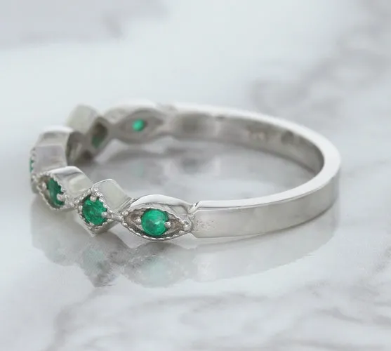 0.21ctw Emerald Alternating Marquise Ring in 14K White Gold