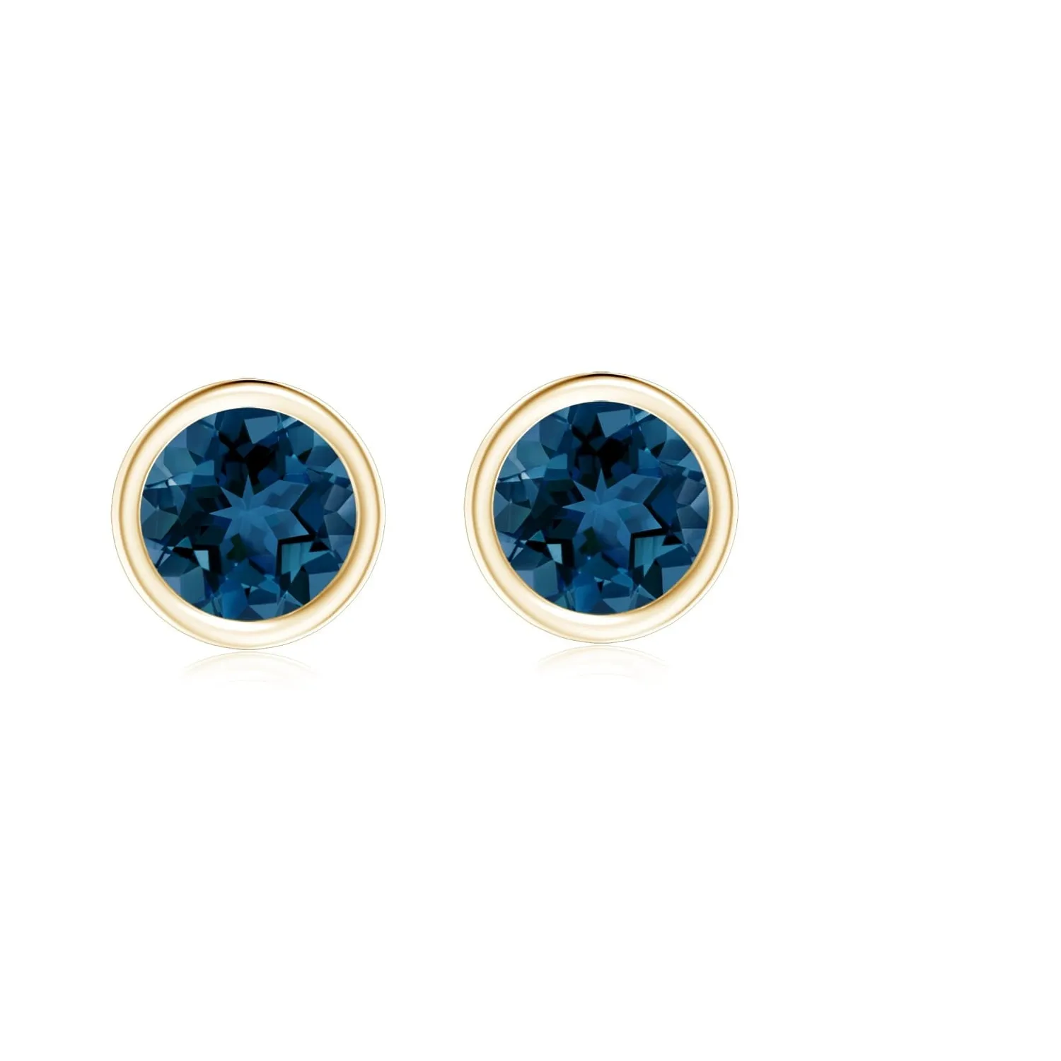 0.25 Ctw Round Bezel Set London Blue Topaz Stud Earring  925 Sterling Silver