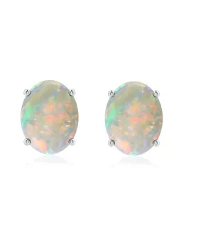 0.50 Ctw Solitaire Oval Stud 925 Sterling Silver Ethiopian Opal Women Earring