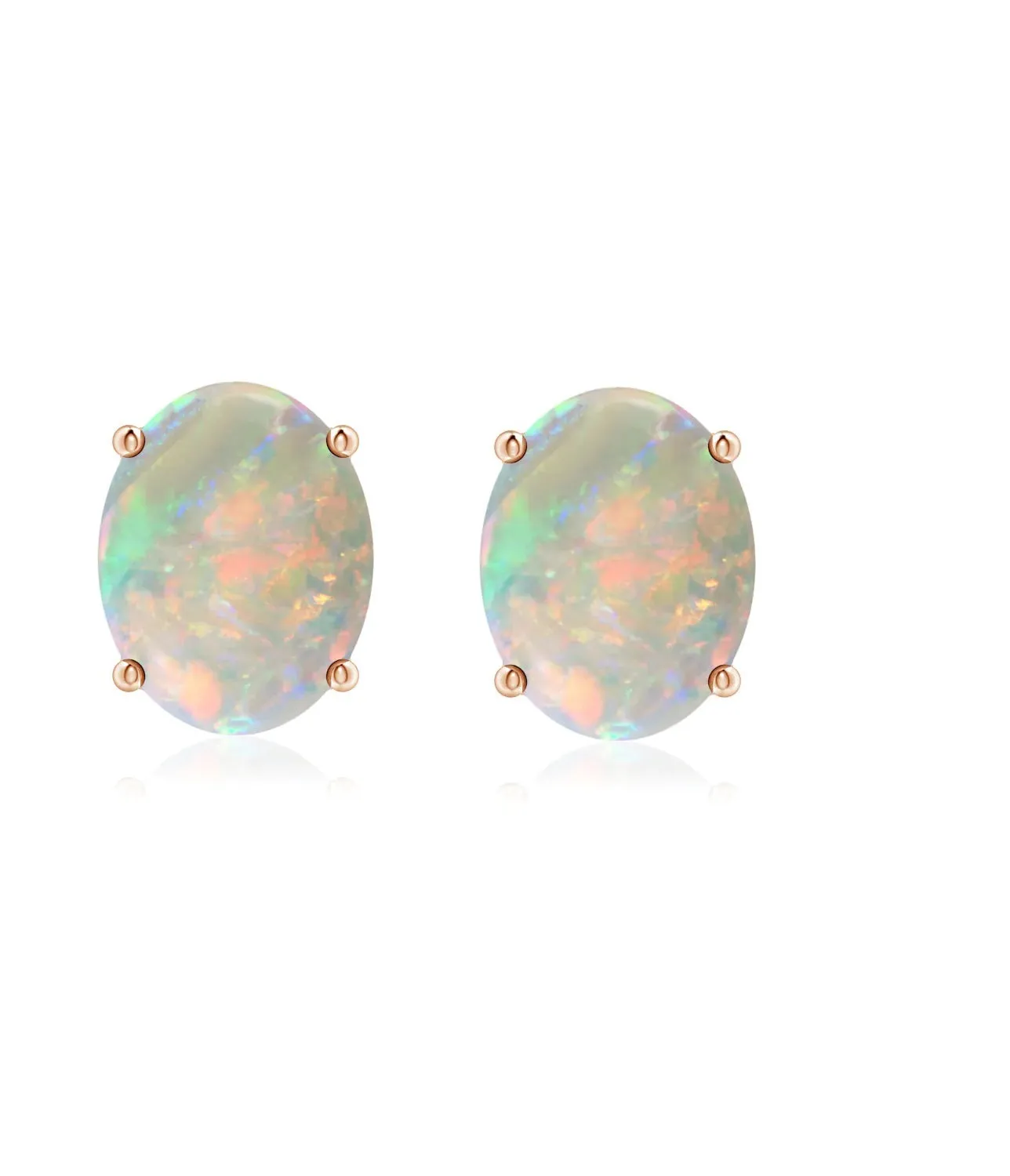 0.50 Ctw Solitaire Oval Stud 925 Sterling Silver Ethiopian Opal Women Earring
