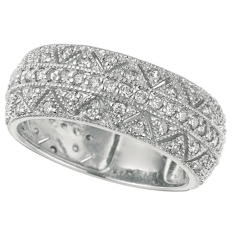 0.75 Carat Natural Diamond Band G SI 14K White Gold