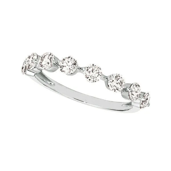 1.00 Carat 8 Stone Natural Diamond Ring Band G SI 14K White Gold