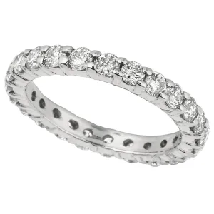 1.00 CARAT NATURAL DIAMOND ETERNITY RING BAND G SI 14K WHITE GOLD