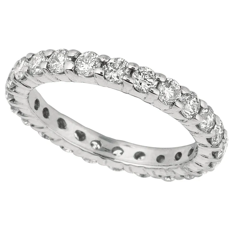 1.00 CARAT NATURAL DIAMOND ETERNITY RING BAND G SI 14K WHITE GOLD