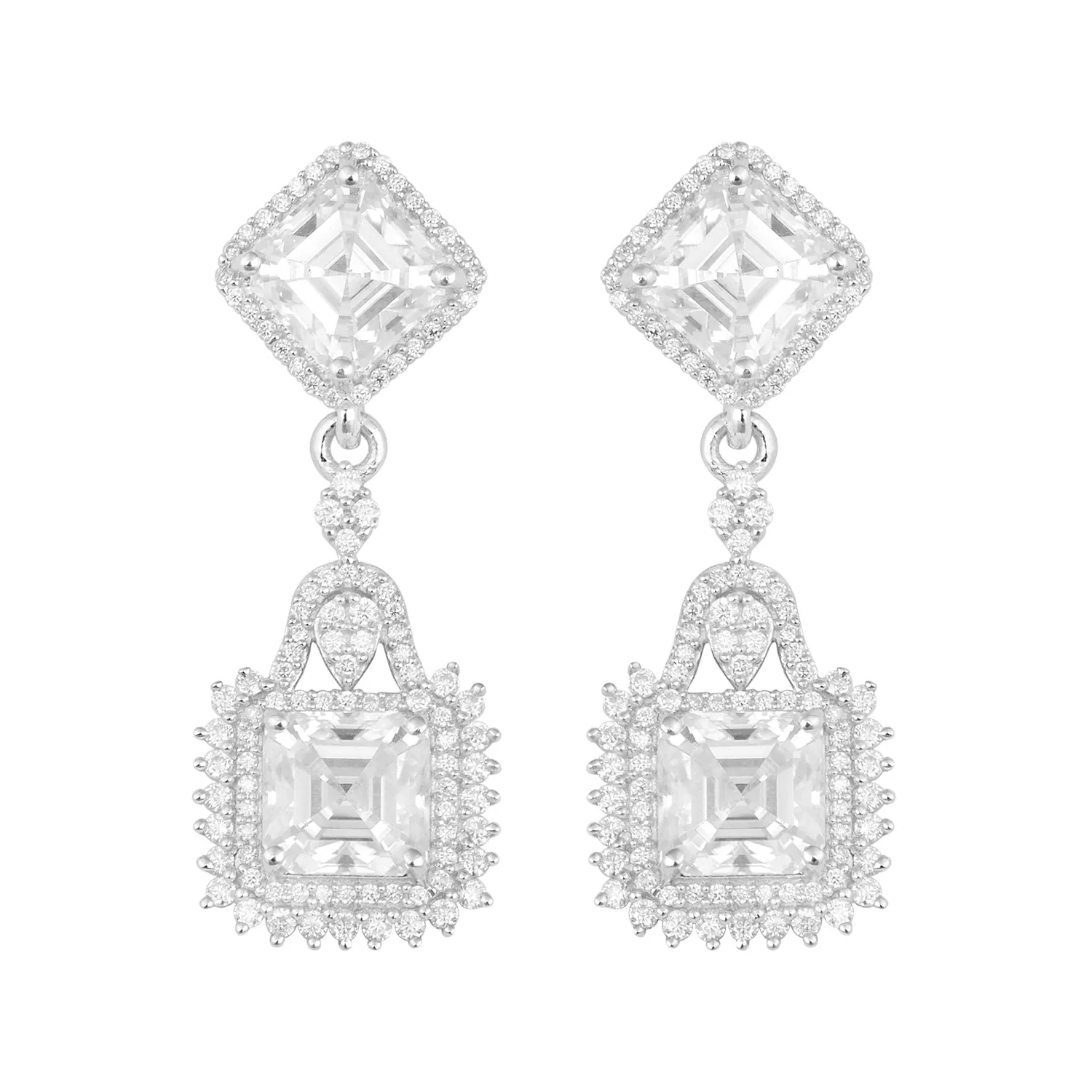 10.40 Ctw Octagon Moissanite 925 Sterling Silver Drop Dangle Elegant Earrings