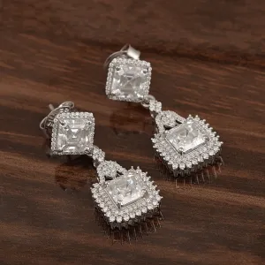 10.40 Ctw Octagon Moissanite 925 Sterling Silver Drop Dangle Elegant Earrings