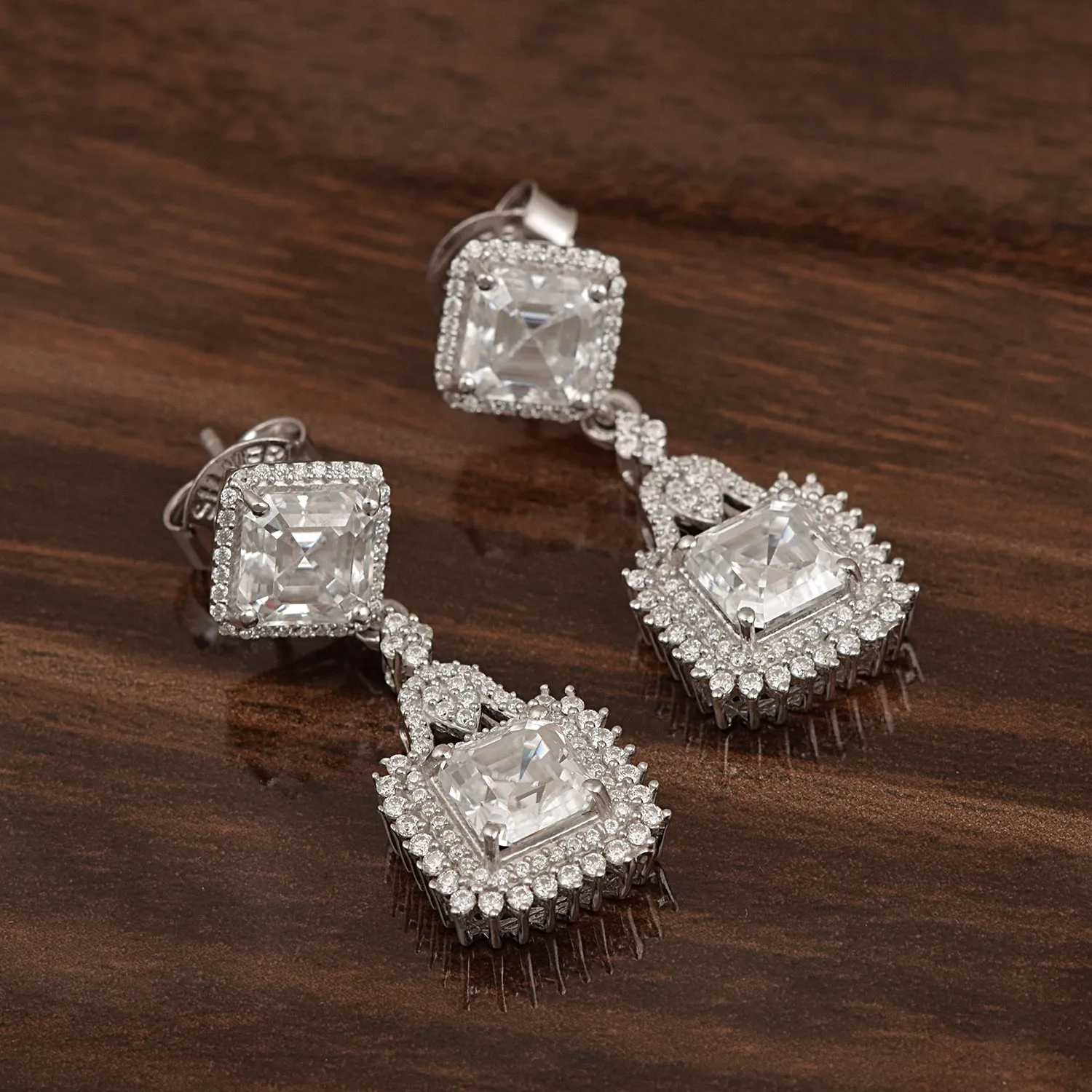 10.40 Ctw Octagon Moissanite 925 Sterling Silver Drop Dangle Elegant Earrings