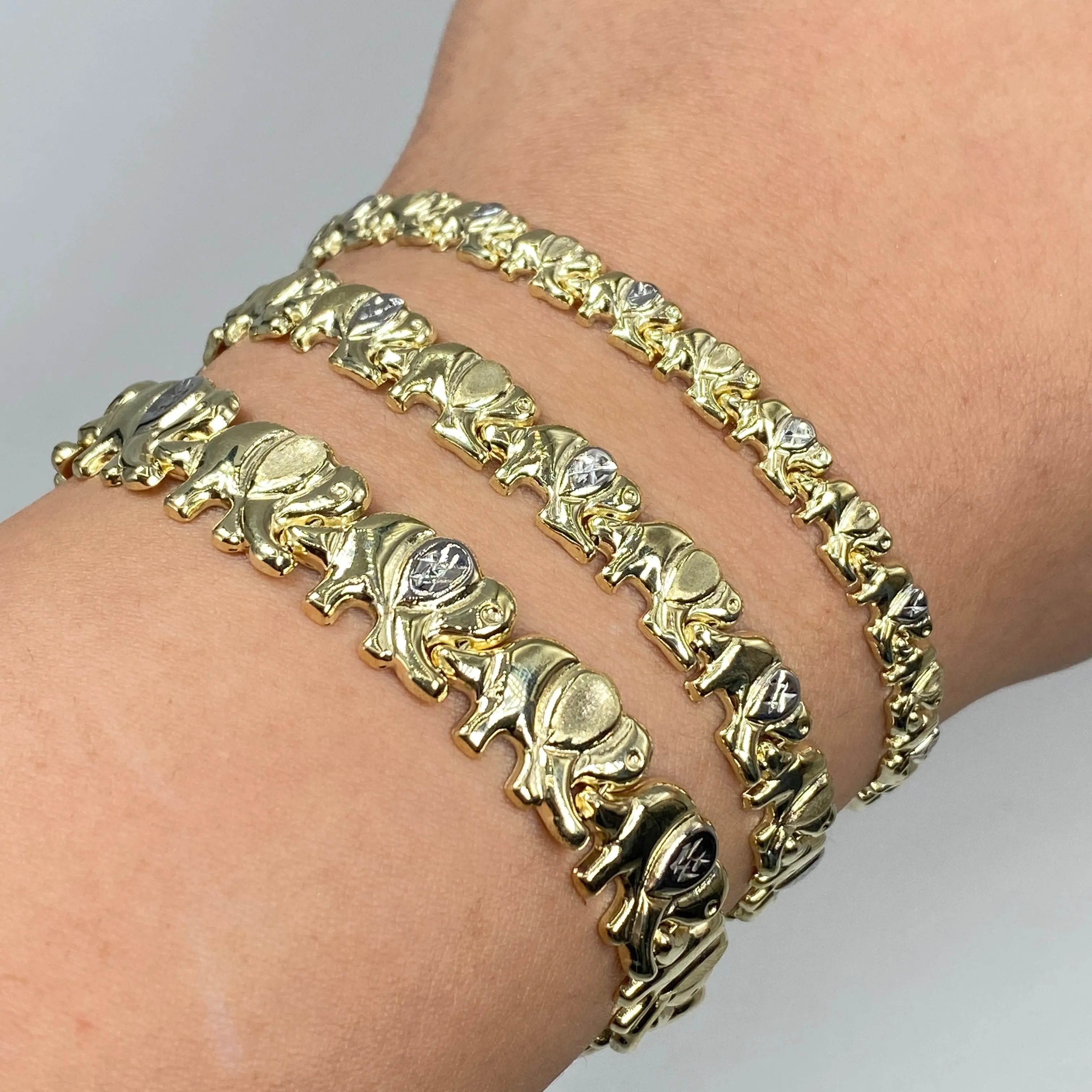 10K Elephant Link Bracelet 7.5"