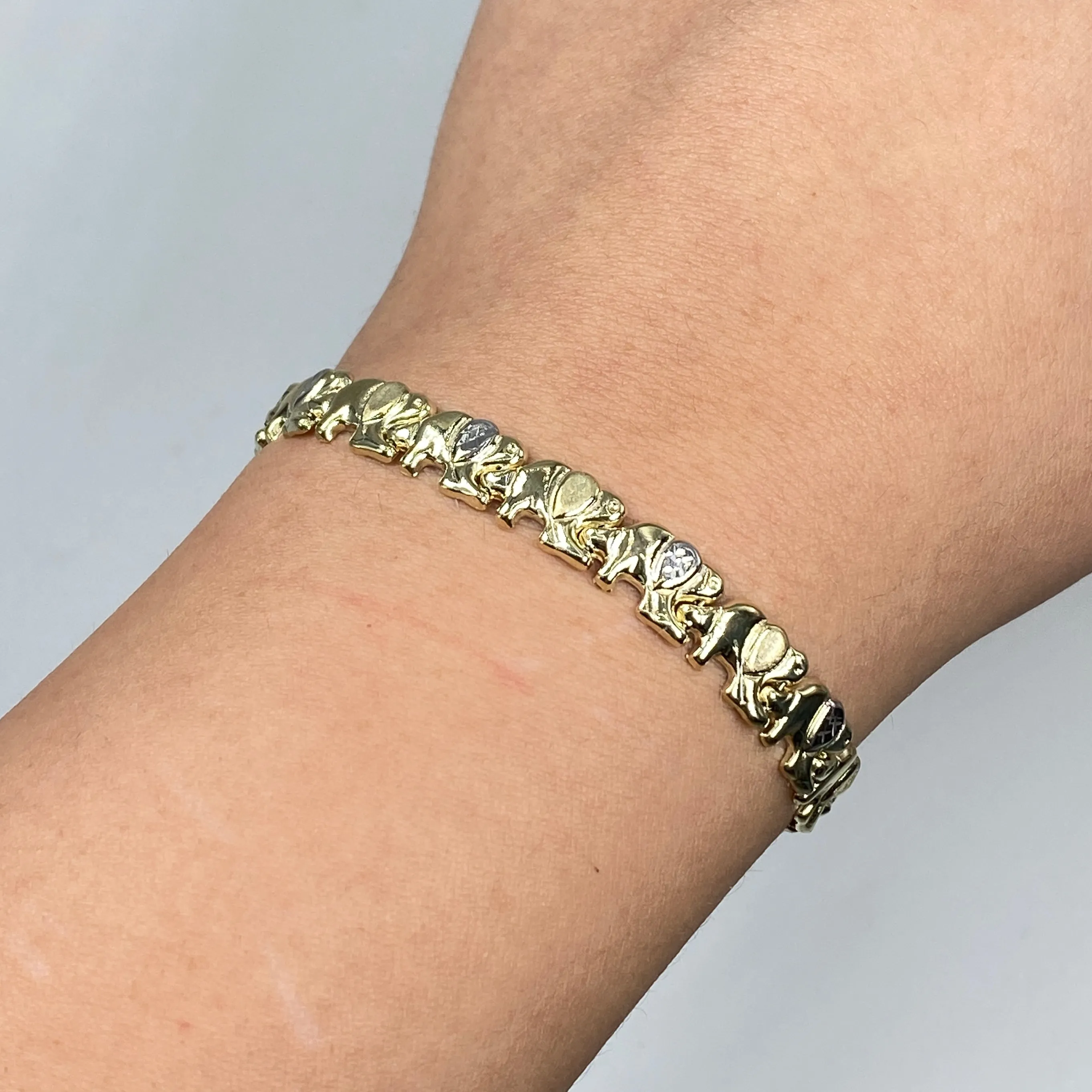 10K Elephant Link Bracelet 7.5"