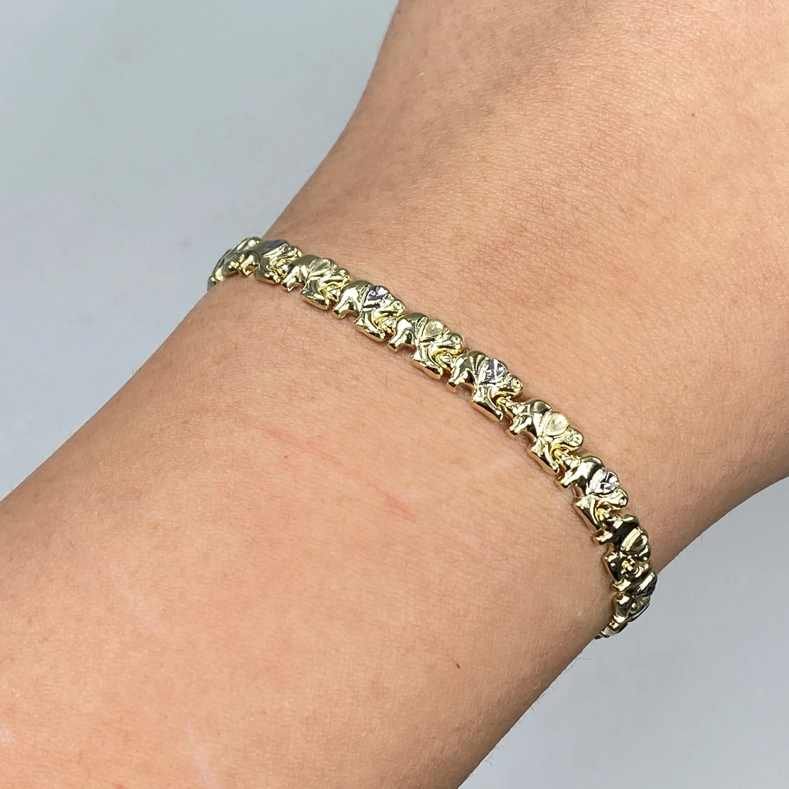 10K Elephant Link Bracelet 7.5"