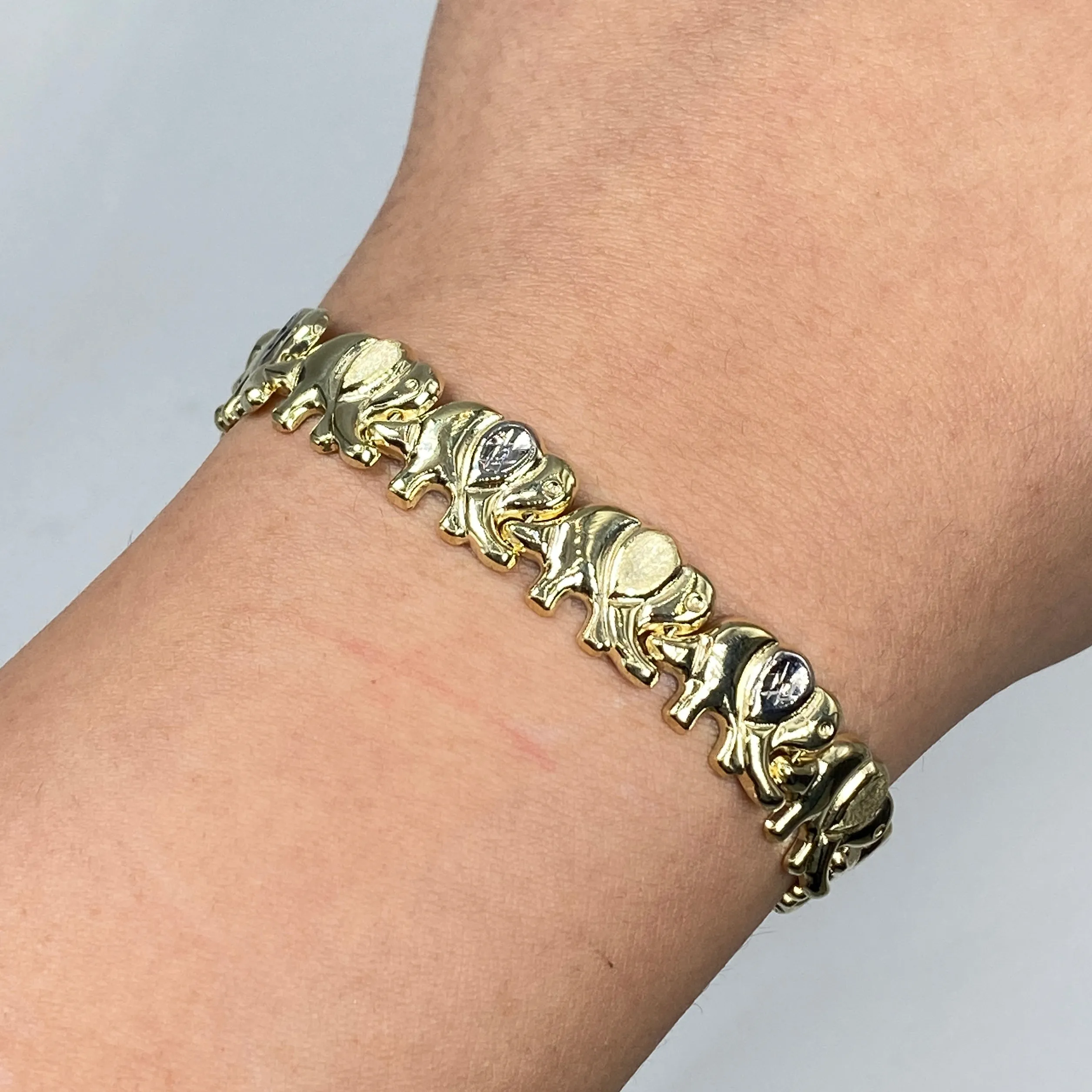 10K Elephant Link Bracelet 7.5"