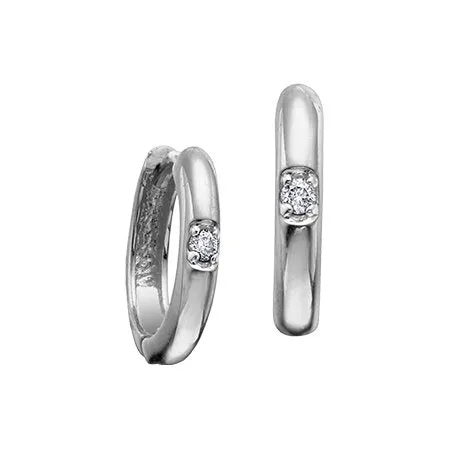 10K Gold (0.04ct) Canadian Diamond Hopp Huggie Earrings White