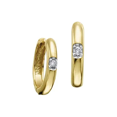 10K Gold (0.04ct) Canadian Diamond Hopp Huggie Earrings White