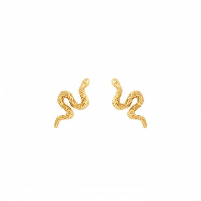 10K Gold Minimalist Snake Stud Earrings