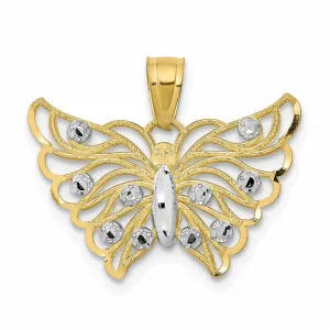 10k Two Tone Gold Polished Butterfly Pendant