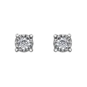 10K White Gold (0.03ct - 0.50ct) Illusion Set Diamond Stud Earrings