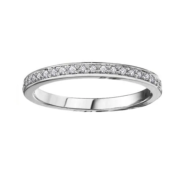 10K White, Yellow or Rose Gold (0.10ct) Diamond Wedding Band White