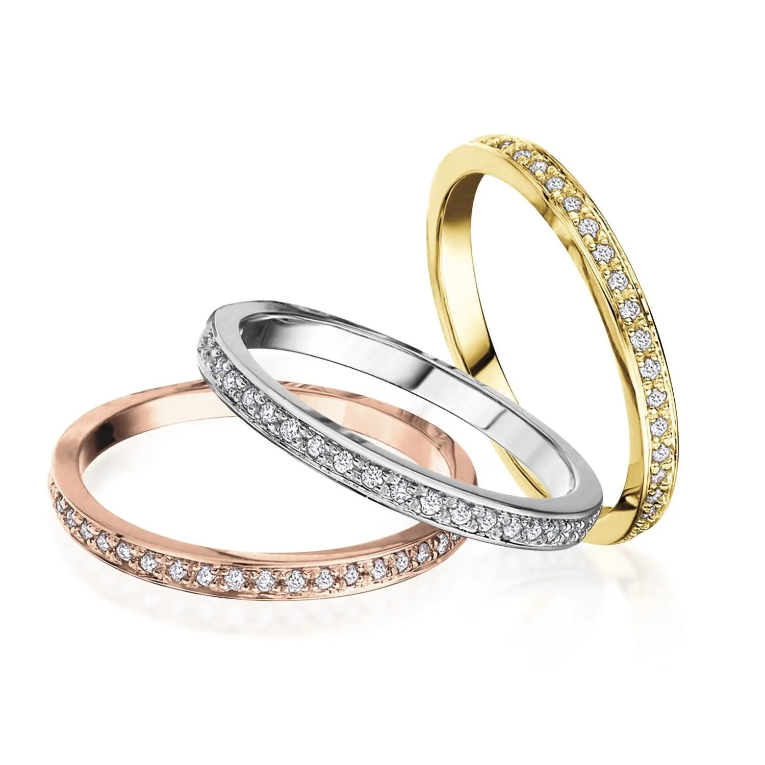 10K White, Yellow or Rose Gold (0.10ct) Diamond Wedding Band White