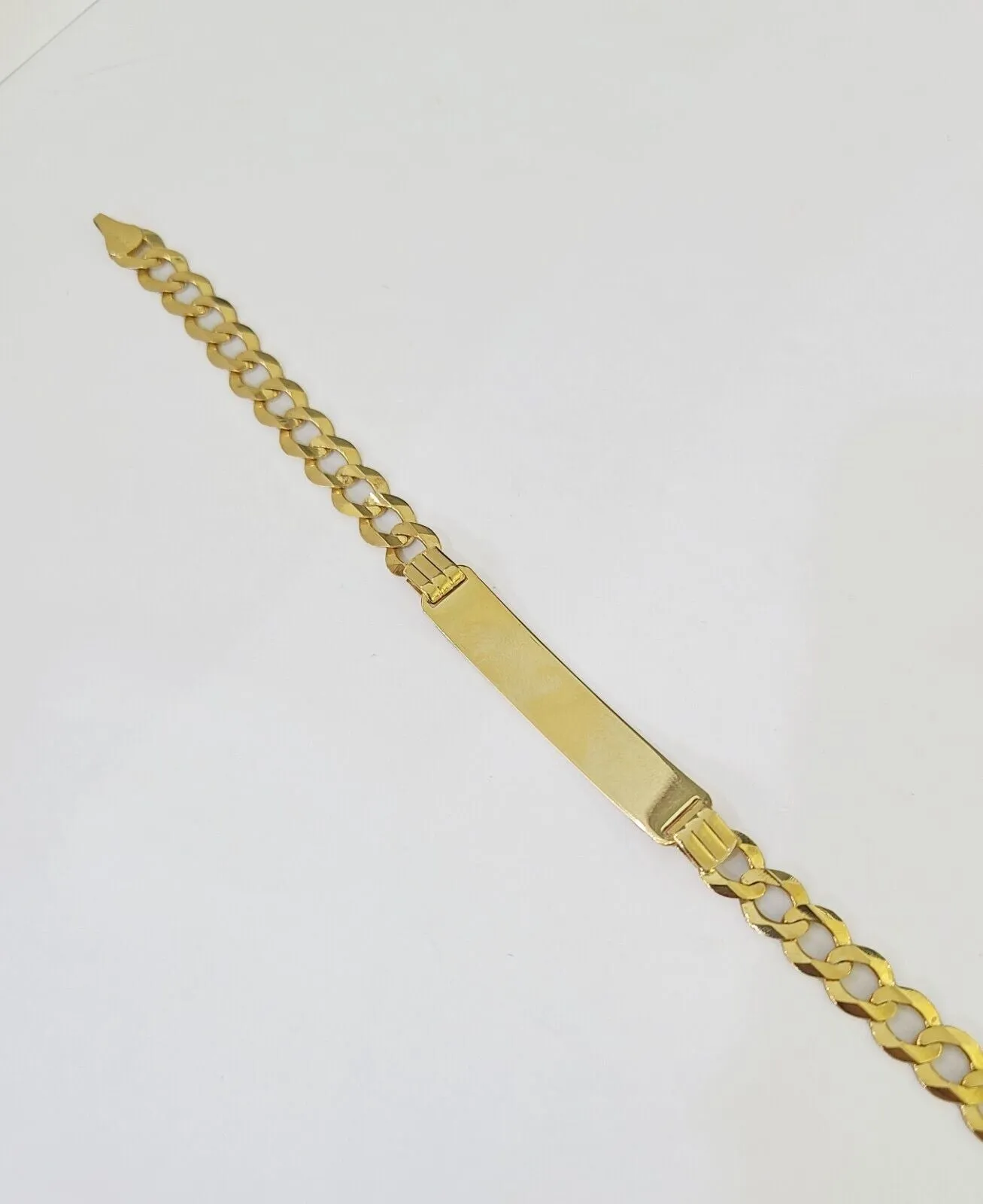 10k Yellow Gold Cuban Link ID Bracelet 8" 7mm Lobster Clasp Real 10Kt